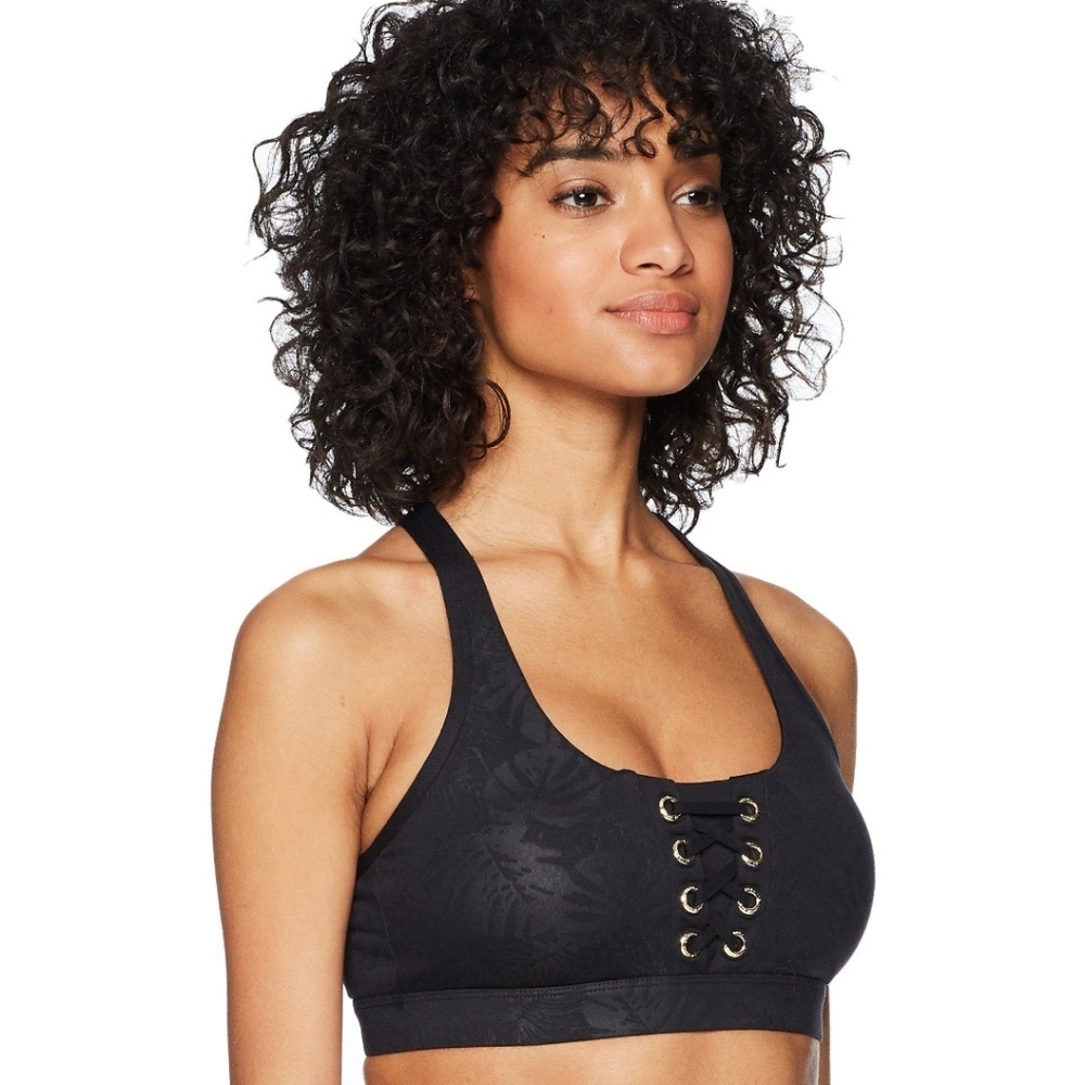 Lorna Jane Black Luxe Palm Sports Bra